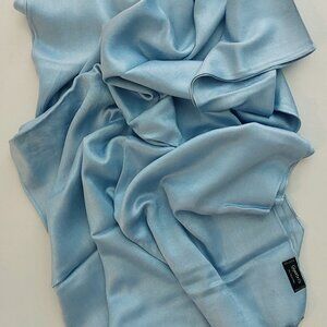 Pashmina Shawl Silky Soft Blue-Sky Size 75" L X 21" W with Fringe 81" L